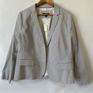 Talbots Blue White Pinstriped Blazer NWT